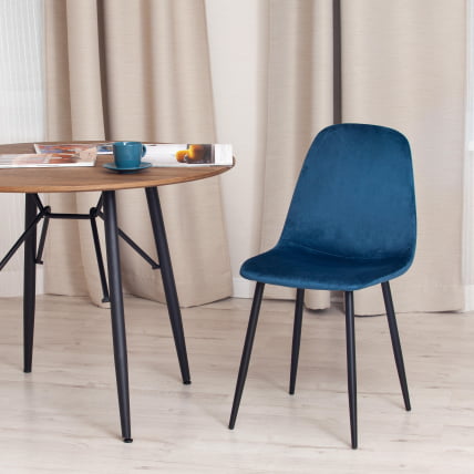 Стул БРЕЕЗЕ (мод. 4724) вельвет/металл, 44 х 53 х 87 см, Блуе (синий) ХЛР63 / черный / BREEZE (mod. Blue HLR63_8