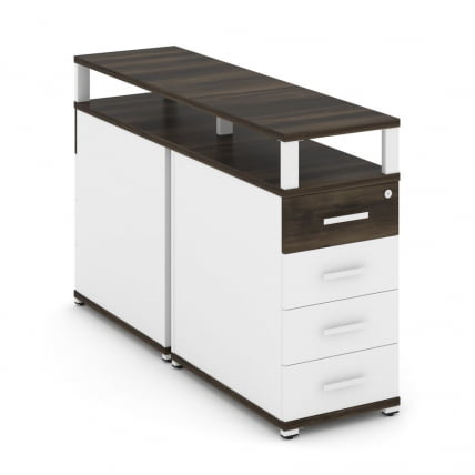 Тумба двухсторонняя опорная приставная с 4-мя ящиками и надставкой CОНCЕПТ CН.ДТГО-003 Б/В Дуб Мали Белый бриллиант Белый / CONCEPT CN.DTGO-003 B/W_0