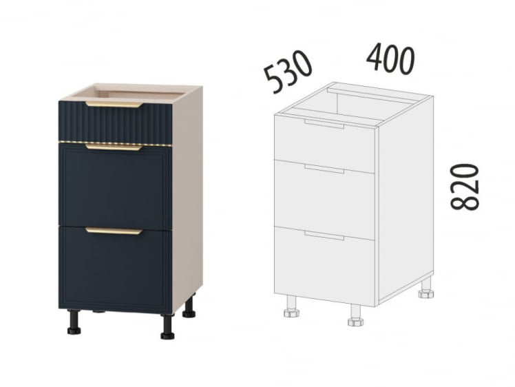 Напольный шкаф (3 ящика с системой плавного закрывания) Флоренция 108.90_6
