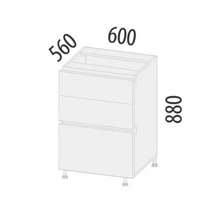 Напольный шкаф (3 ящика с доводчиком Титусофт) Дакота 61 / Titusoft)_3