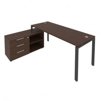 Рабочая станция на П-образном м/к с опорной тумбой левая Метал Сйстем БП.РС-СТС-2.5 Л Венге/Антрацит / Metal System_0
