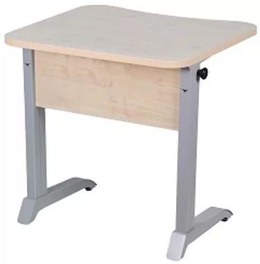 Парта одноместная эргономичная рост 6 Белая ЛДСП/Серая кромка/Металл Серый_0