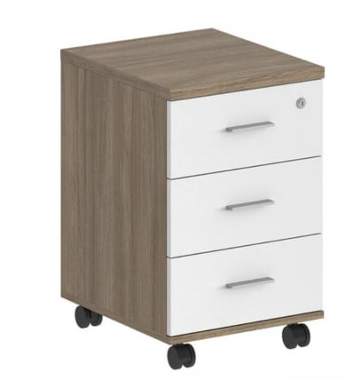 Тумба мобильная с тремя ящиками Сигма СГ.611.ОД.ВХ Дуб темный Белый / Sigma SG.611.OD.WH_0