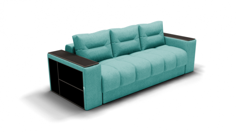 Диван Барон - 1 (ЗР) Цвет фасада: Бирюзовый; Тип: Прямой; Материал фасада: Металл/Велюр_0