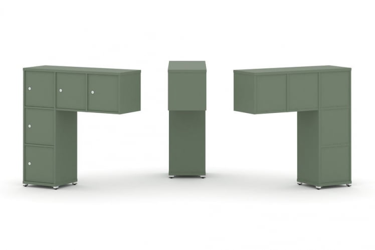 Надставка на стол низкая односторонняя + задняя стенка (5 шт.) + распашной фасад (5 шт.) CОНCЕПТ CН.ОНН-007 Кобо Белый металл / CONCEPT CN.ONN-007_0