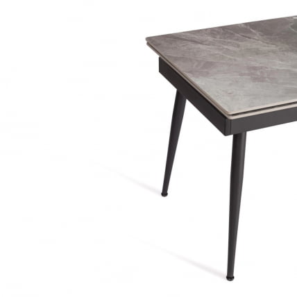 Стол обеденный Лорд Грей/Лорд Грей столешница керамика (глянцевая) / опоры металл, серый/черный, (120+30+30)кс80кс75 см / Lord Grey/Лорд (120+30+30)x80x75_1