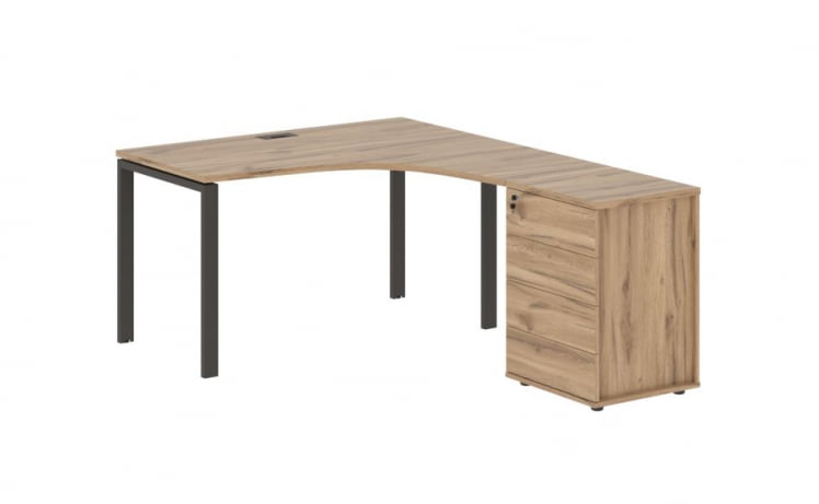 Стол эргономичный с тумбой правый ЕДИС ЕУCЕТ 1318 Р Дуб Денвер светлый Мокко / EDIS EUCET R_0