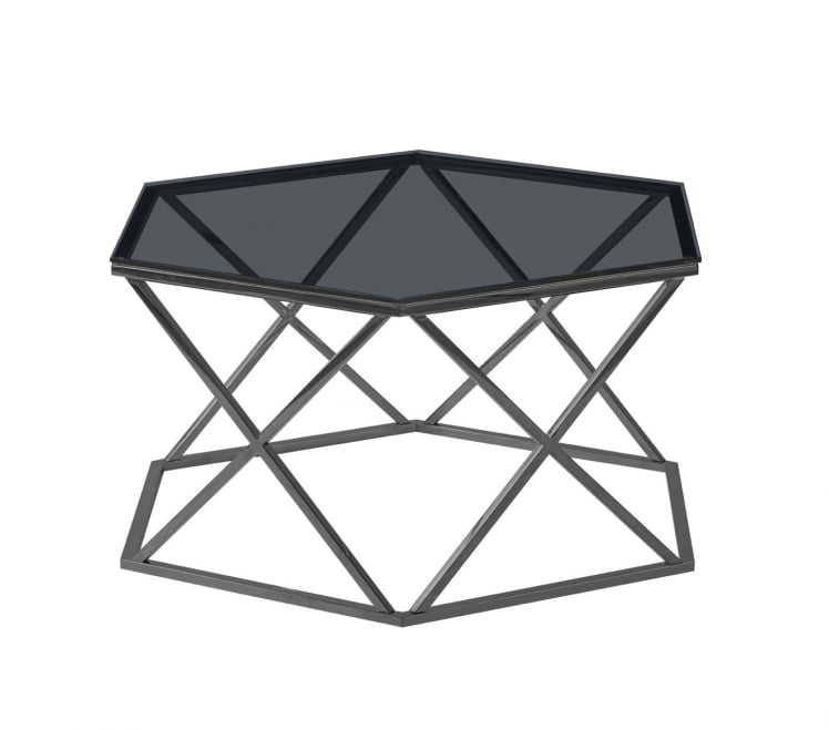 Журнальный столик Круз 93*80 стекло смоке сталь Темный хром / smoke_0