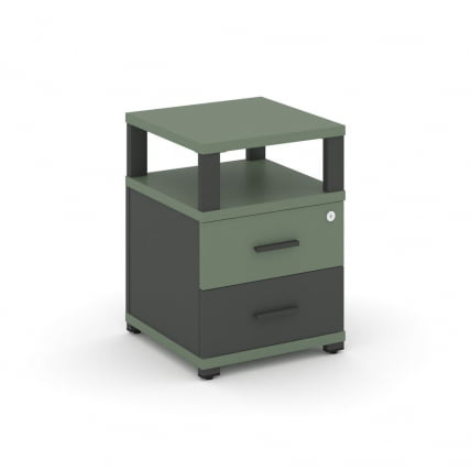 Тумба приставная с 2-мя ящиками и надставкой CОНCЕПТ CН.ТУП-002 Б/В Кобо Антрацит / CONCEPT CN.TUP-002 B/W_0