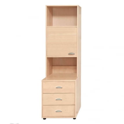 Стеллаж открытый Модул 4 с тумбой, ящиками и дверкой Клен / Modul_0