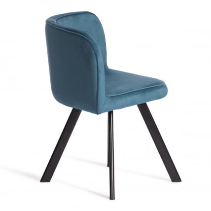 Комплект (стол, 4 стула) КУАДРОН (мод. ПТ14) Стол: МДФ/металл, стул: металл/велюр, 100х100х73 см, 69х56х71 см, Блуе (синий) ХЛР62/черный / QUADRON (mod. PT14) Blue HLR62/черный_2