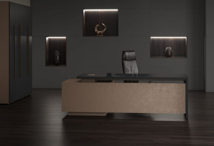 Кабинет руководителя ВЕЛИОН №2 Яшма черный Кобра / VELION_0