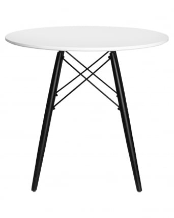 Стол обеденный ДОБРИН CХЕЛСЕА 80 БЛАCК (столешница белая, основание черное) / DOBRIN CHELSEA BLACK_1