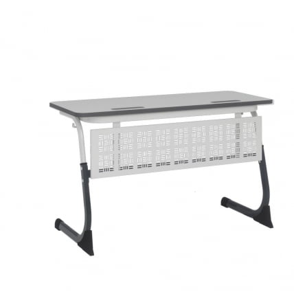 Парта двухместная регулируемая по высоте СМАРТЙ ПЛУС  с антивандальной  полиуретановой кромкой (рост 5-7) Антрацит/Белый/Серый / SMARTY PLUS_0