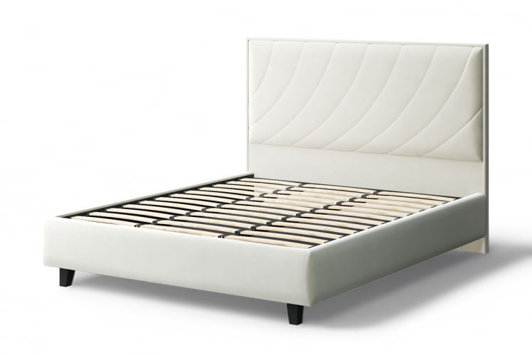 Кровать СОФИЯ 2000*1600мм (на опорах), велюр Бренди лайт 02 (серо-белый), (б/основания, б/матраса)_2