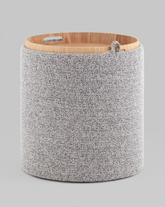 Пуф-столик с ящиком Хюгге С букле серый / S_6