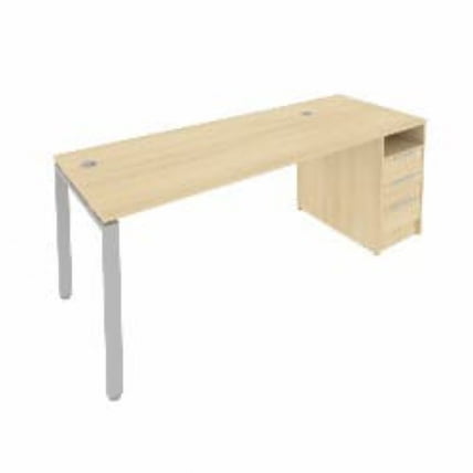 Рабочая станция с опорной тумбой Метал Сйстем Б.РС-СТП -1.4 Акация/Серый / Metal System_0