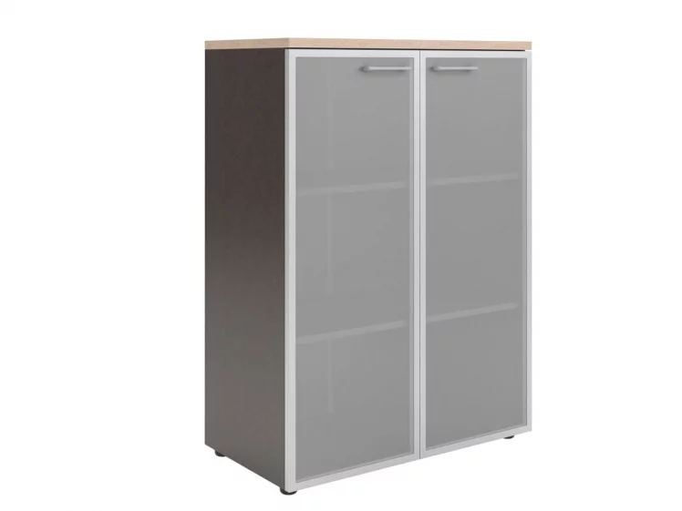 Шкаф со стеклянными дверьми в алюминиевой рамке с топом КСМC 85.7 Бук Тиара/Рено / XMC_0