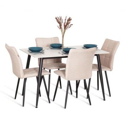 Стул обеденный Бари (2 шт. в упаковке) ЛТ, велюр, бежевый/черный, 7, 41х55х89 см / Bari LT,_10