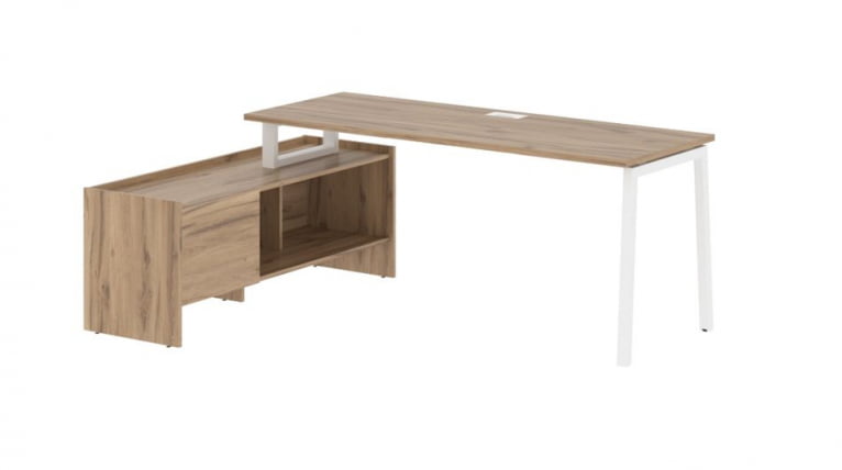 Стол с тумбой ЕДИС ЕЛCТ 19614 Дуб Денвер светлый Белый / EDIS ELCT_0