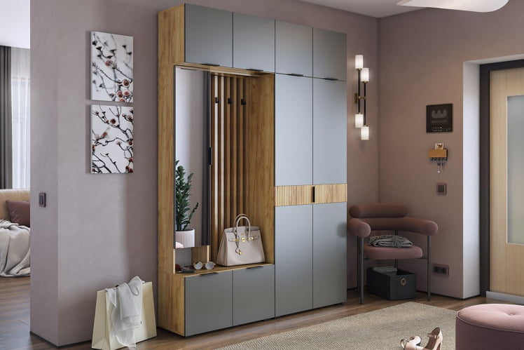 Прихожая Бери К4 Дуб крафт золотой/белое дерево_1