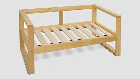 Диван двухместный ДЕмоку Д-2 бежевый-темный дуб / DEmoku_3