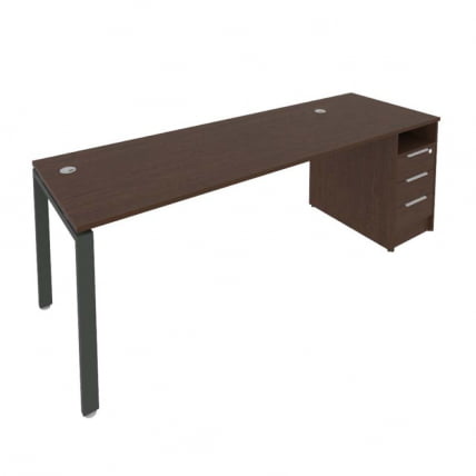 Рабочая станция с опорной тумбой Метал Сйстем Б.РС-СТП -1.5 Венге/Антрацит / Metal System_0