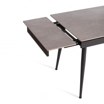 Стол обеденный Лорд Грей/Лорд Грей столешница керамика (матовая) /опоры металл, светло-серый/черный, (120+30+30)кс80кс75 см / Lord Grey/Лорд (120+30+30)x80x75_11