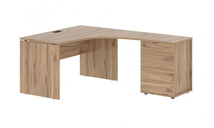 Стол эргономичный с тумбой правый ЕДИС ЕДCЕТ 1318 Р Дуб Денвер светлый Черный / EDIS EDCET R_0