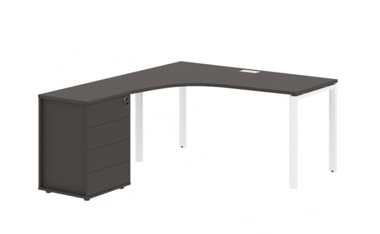 Стол эргономичный с тумбой левый ЕДИС ЕУCЕТ 1518 Л Мокко Белый / EDIS EUCET L_0