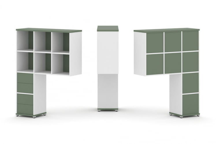 Надставка на стол высокая односторонняя + задняя стенка (8 шт.) + блок с 2-мя ящиками (2 шт.) CОНCЕПТ CН.ОНВ-005 Кобо Белый бриллиант Белый металл / CONCEPT CN.ONV-005_0