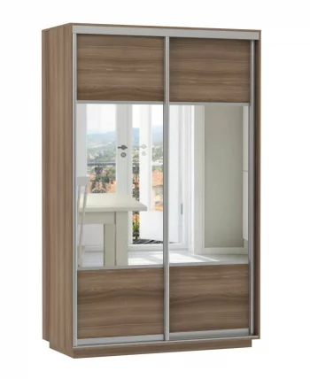 Шкаф-купе двухдверный Экспресс Дуо Комби 1400х2400х Ясень шимо тёмный / 1400х2400h_0