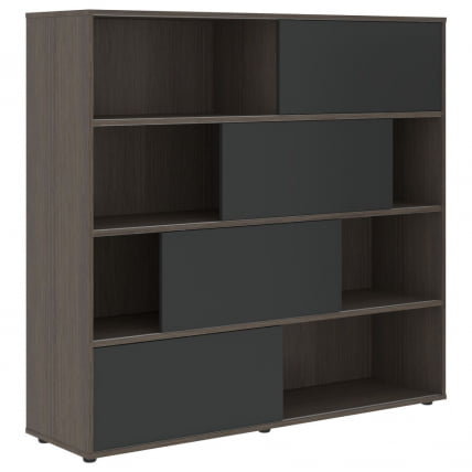 Стеллаж со слайд-дверьми ВЕЛИОН ВМCС 1615 Яшма черный Дуб Сильвер / VELION VMCS_0