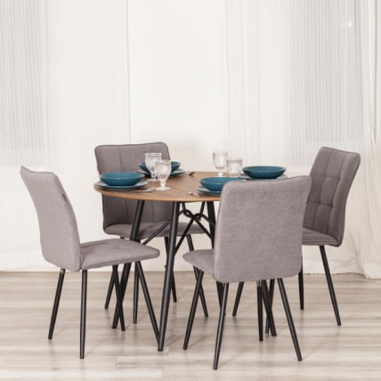 Стул обеденный Бари (2 шт. в упаковке) ЛТ, велюр, серый/черный, 29, 41х55х89 см / Bari LT,_2