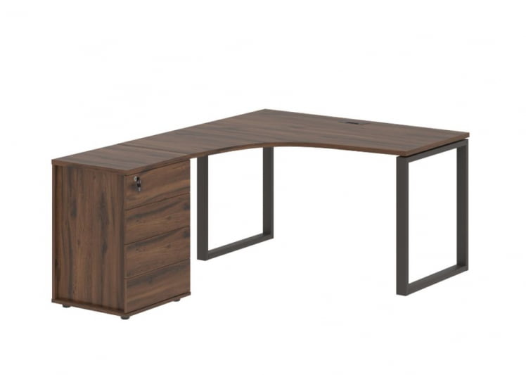 Стол эргономичный с тумбой левый ЕДИС ЕКCЕТ 1318 Л Дуб Денвер темный Мокко / EDIS EQCET L_0