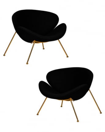 Кресло дизайнерское ДОБРИН ЕМИЛЙ (черный ткань АФ9, золотое основание) 2 шт / DOBRIN EMILY AF9,_0