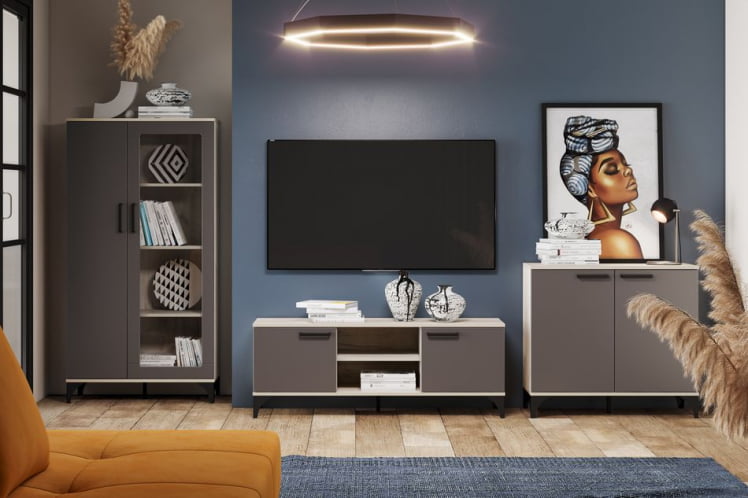 Комплект мебели для гостиной Марсель №3 Софт Графит Дуб Крафт серый_0