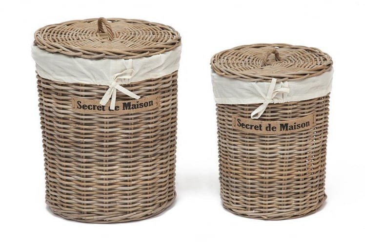 Корзина Сеcрет Де Маисон Летти (набор из 2 штук) натуральный ротанг, Д48*58/Д38*49 см, Натуральный Кубу / Натурал Кубу / Secret De Maison Letti D48*58/D38*49 Natural Kubu_0