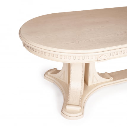 Стол ВЕРСАЛ овальный бук, мдф, 300 (350/400) х 110 х 78 см, бежевый патина / VERSAL_8
