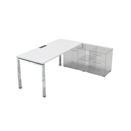 Стол рабочий, прямолинейный три опоры, правый ГЛОСС ЛИНЕ НСТП-П.974 Белый Премиум / GLOSS LINE_0