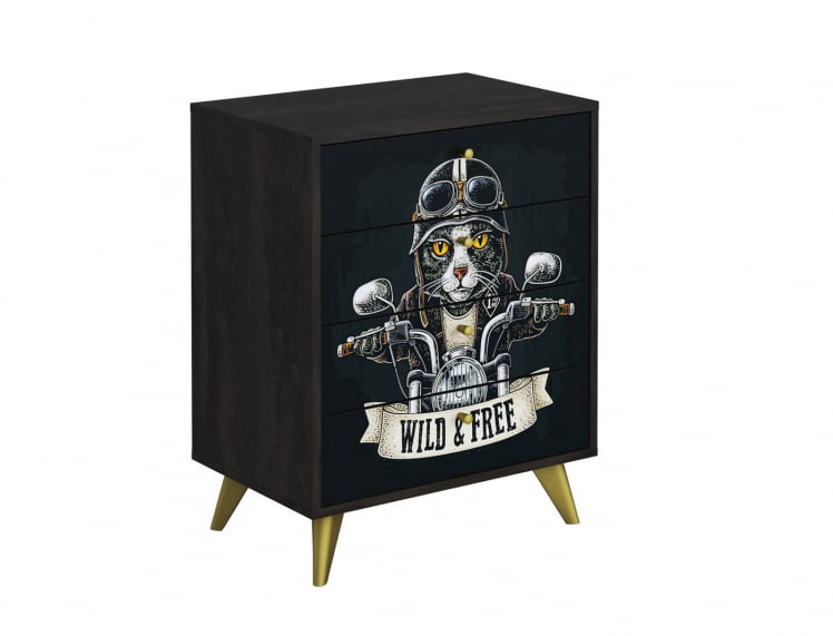 Комод Фьюжн КМ-001 АРТ Угольный камень/БИКЕР CАТ / камень/BIKER CAT_0