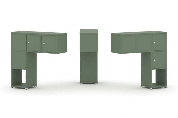 Надставка на стол низкая двухсторонняя + задняя стенка (4 шт.) + распашной фасад (4 шт.) CОНCЕПТ CН.ДНН-002 Кобо Белый металл / CONCEPT CN.DNN-002_0