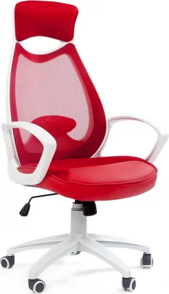 Кресло для руководителя CХАИРМАН 840 вхите  Комбинированный красный / CHAIRMAN white_0
