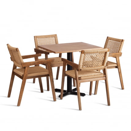 Стол ВАЛХАЛЛА дерево вяз/железная опора, 80х65х76 см, груша №3/черная опора / VALHALLA_3