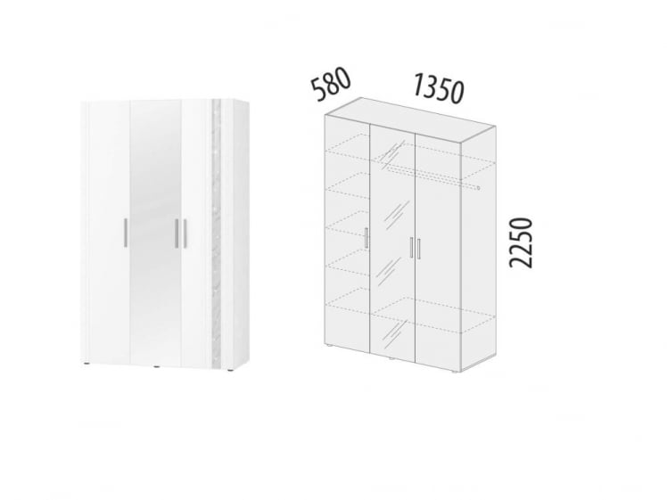 Шкаф трехдверный с зеркалом Николь 901.12_3