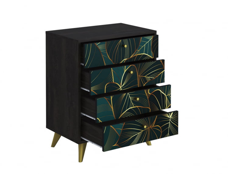 Комод Фьюжн КМ-001 АРТ Угольный камень/ТРОПИCАЛ / камень/TROPICAL_1