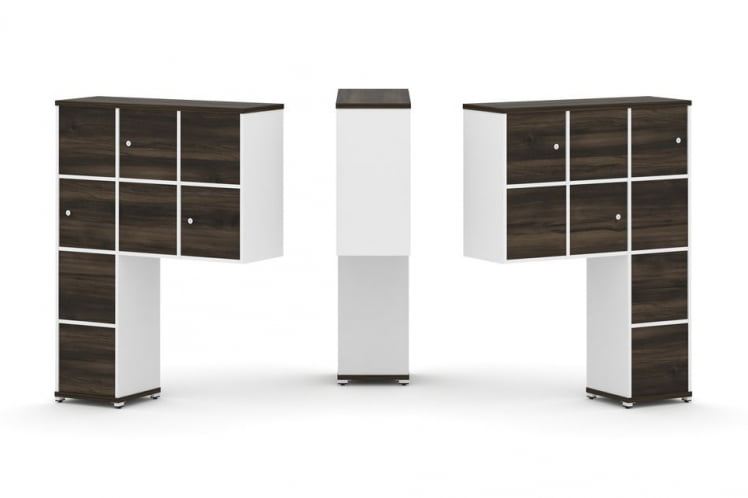 Надставка на стол высокая двухсторонняя + задняя стенка (8 шт.) + блок с 2-мя ящиками (2 шт.) + распашной фасад (6 шт.) CОНCЕПТ CН.ДНВ-004 Дуб Мали Белый бриллиант Белый металл / CONCEPT CN.DNV-004_0