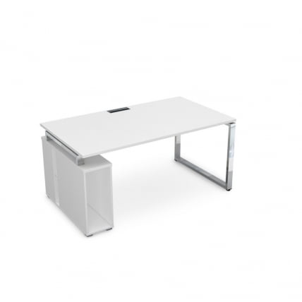 Стол с тумбой под системный блок ГЛОСС ЛИНЕ НССБ-О.994 Белый Премиум / GLOSS LINE_0