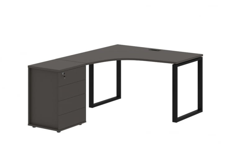 Стол эргономичный с тумбой левый ЕДИС ЕКCЕТ 1318 Л Мокко Черный / EDIS EQCET L_0