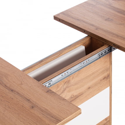 Стол обеденный СМАРТ ЛДСП, 105-140х68,6х75 см, Дуб вотан/Белый / SMART_7